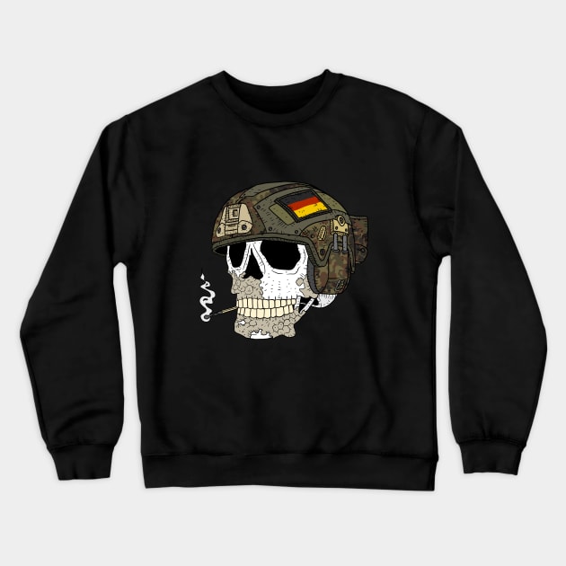 a bundeswehr skull with a flecktarn helmet. Crewneck Sweatshirt by JJadx